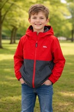 Eddie Bauer Boys M 10/12 Light Hooded Zip Jacket Red  Gray