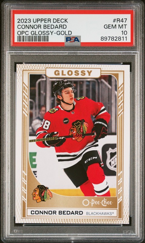 2023 Upper Deck O-Pee-Chee Glossy #R47 Connor Bedard Opc Glossy-Gold PSA 10