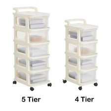 4/5 Tier Storage Trolley Plastic Rolling Drawer Organizer Cabinet Home Office