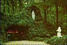 Vintage Replica of Lourdes Grotto Shrine Bellevue Ohio Postcard 1976