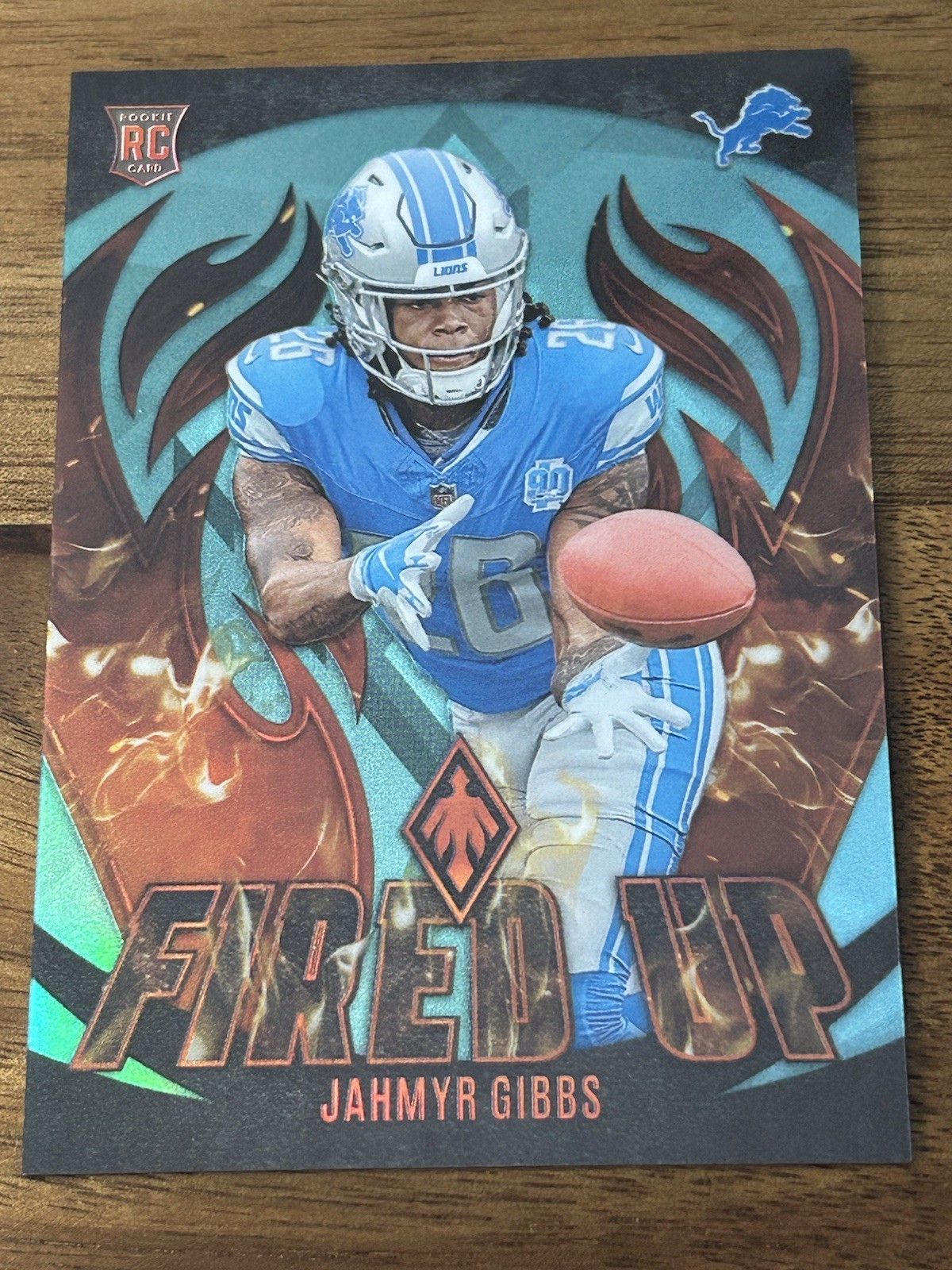 2023 Phoenix - JAHMYR GIBBS FU-10  #/125 Fired Up TEAL Rookie Card RC LIONS