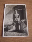WW2 Military Soldier Outside House in Uniform Vintage Photograph