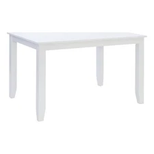 Linon Nico Casual Rectangle Dining Height Table Seating for 6 in Pure White Wood