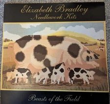 Elizabeth Bradley Needlepoint Beasts of Field Spot Sow Pigs CHART & WOOL CARD