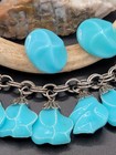 CHUNKY MCM 50s GERMANY LUCITE TURQUOISE FREEFORM CHARM BRACELET AND EARRINGS — photo 3