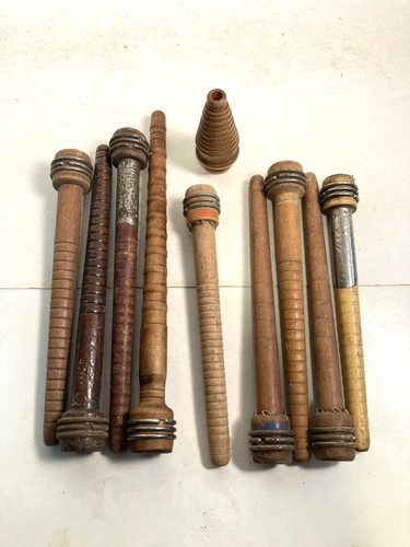 Wood Bobbins Spools Industrial Style 3"-10" Wooden Quills Mixed Lot-10