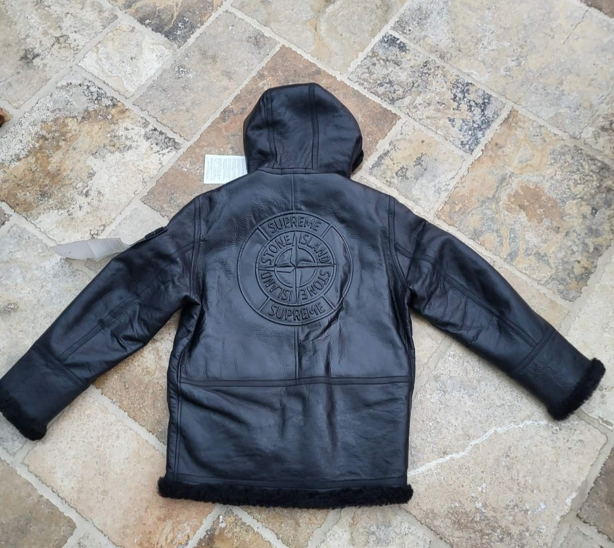 Supreme/stone Island Hand-painted Hooded Shearling Jacket Black | eBay