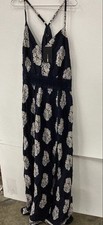 Fashion Nova Women's Holy Slit Dress Navy Blue Paisley Maxi NWT Size 2X
