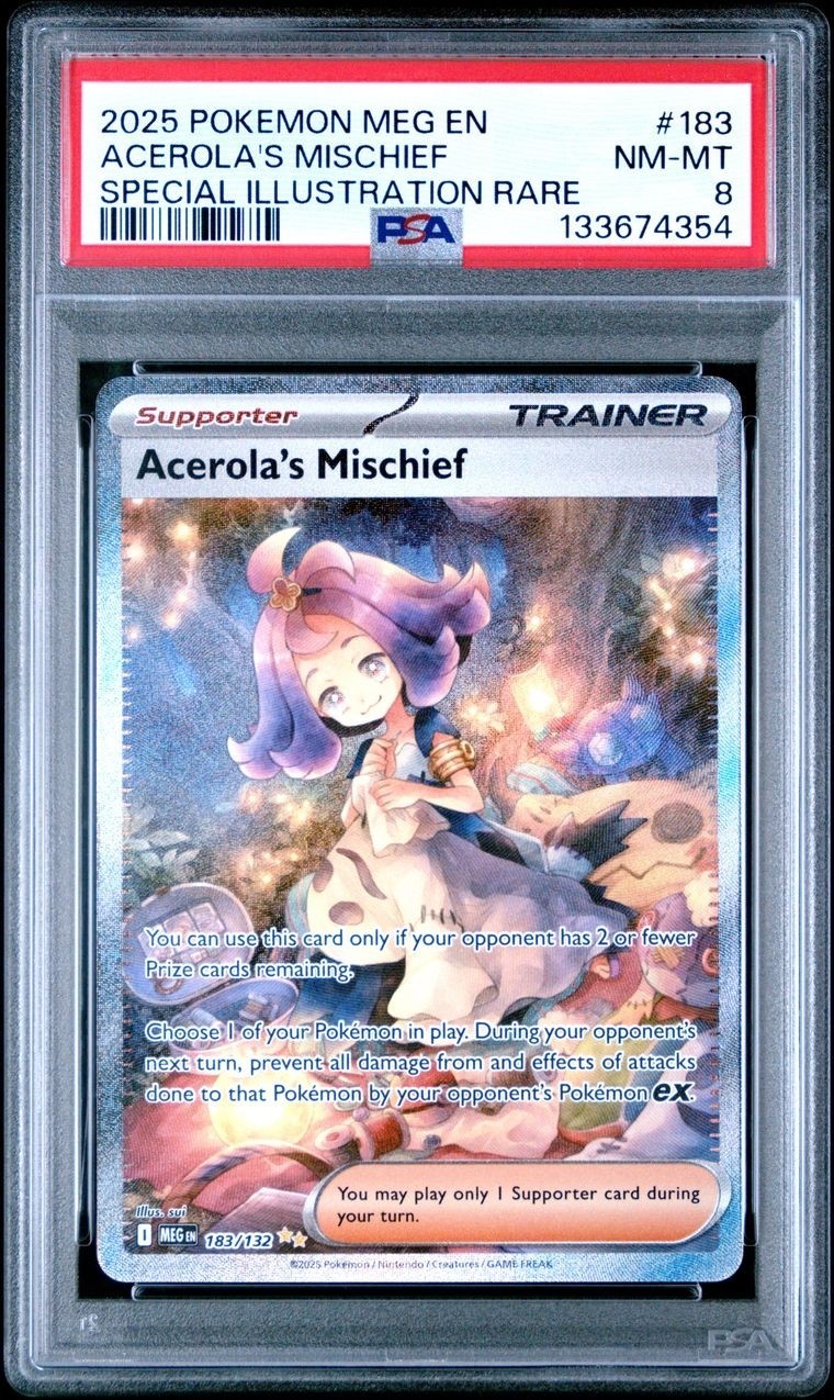 Acerola's Mischief 2025 Pokémon Mega Evolution SIR #183 PSA 8