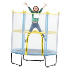 4.6FT Trampoline for Kids, 55" Mini With Safety Enclosure Net, Indoor Outdoor