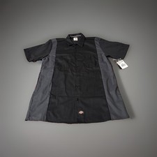 DICKIES Two-Toned Work Shirt Short Sleeves Black/Charcoal 2 Chest Pockets Sz L
