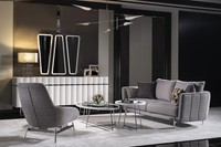 Wohnzimmer Sofagarnitur Grau Dreisitzer Sessel Luxus Couch Set 3 1 Sitzer