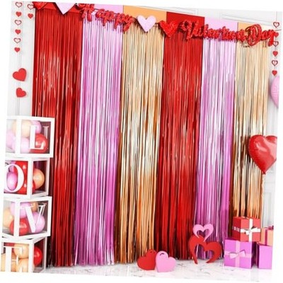 2 Packs of 3.3x6.6 ft Valentine's Day Photo Booth Props, Red, Red Pink and Gold