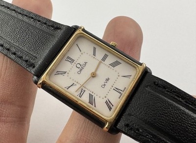 OMEGA MR 191.0221 De Ville Auteuil ''Tank'' Quartz Cal 1450 Roman White Dial 24 mm