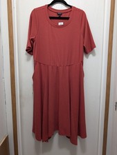 Torrid Ribbed Skater Dress 2X Rust Orange Plus Size 18 20 Womens NWT Stretch