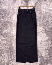 Mother Denim Maxi Skirt 26 Womens Black Wash Candy Stick Slit Back