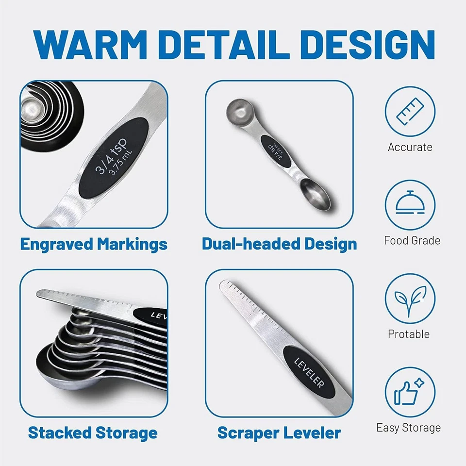 19 Pieces Measuring Cups and Spoons set, Includes 10 Stackable Measuring Cup ... - Image 3 of 4