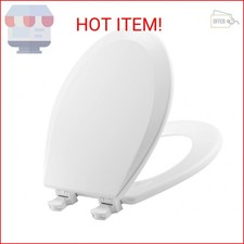 Bemis 500EC Durable Wood Toilet Seat with Easy Clean Hinges, Made in USA, Round,