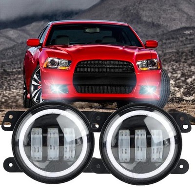 For 2011~2014 Dodge Charger Pair 4'' LED Fog Lights Front Bumper Driving Lamp US