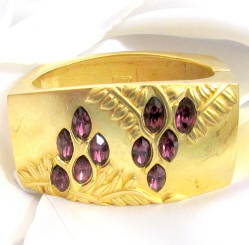 VTG RARE RUNWAY 80s MONET "DIRECTIVES" CHUNKY GP BRACELET YSL ERA PURPLE CRYSTAL