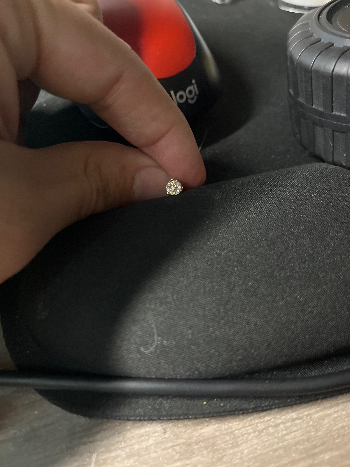 antique diamond stud earring - image 1