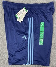 Adidas KB4509 Men's XL Blue 3 Stripe Shorts with Zippered Pockets NWT