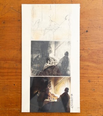 Original Vintage Drawing Art Study Signed and dated by artist 14'' x 7 1/2''