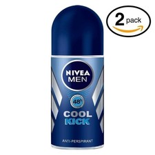  Pack of 2 Bottles Nivea COOL KICK Men's Roll-On Antiperspirant  Deodorant...