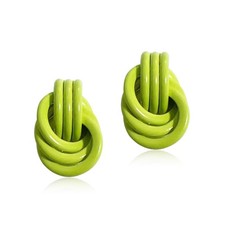 Chunky Green Earrings for Women Trendy Knot Link Circle Geometric Dangle Earring