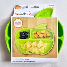 Munchkin Apple Shaped Toddler Plates with 3 divided sections -Pack of 3 for Kids