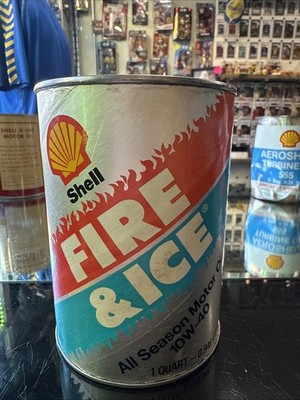 Vintage Shell Fire & Ice Motoröl Dose 1 Quart VOLL ungeöffnet Öl Benzin
