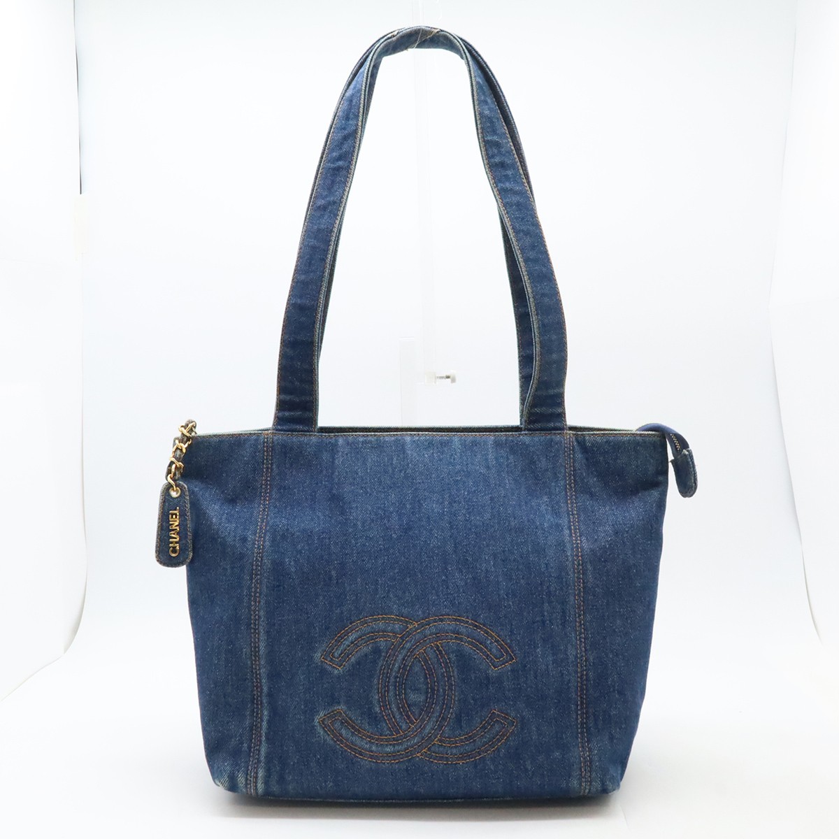 CHANEL Coco Mark Denim Tote Shoulder Bag in Blue 30570