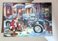 Santa Ford Model T-bucket Roadster Hot Rod Car Cottage New 5x7 Christmas Card