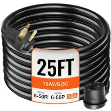 25FT 30A 250V Welder Extension Cord 10 Gauge Pure Copper Power Cord NEMA 6-50