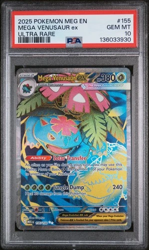 PSA 10 GEM Mint Mega Venusaur ex 155/132 Ultra Rare Full Art - Pokémon ME01 MEG