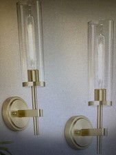 Wall Sconces Set Of Two, Hardwired Brushed Gold Bathroom Sconces Wall Lighting