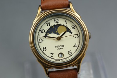 [N MINT]  Seiko Success Alba Qz V318-6A10 Moonphase Women s Watch Vintage JAPAN