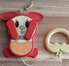 Vintage 1980 Tomy Kiddicraft Peek A Boo Bunny Musical Pull Cord Toy