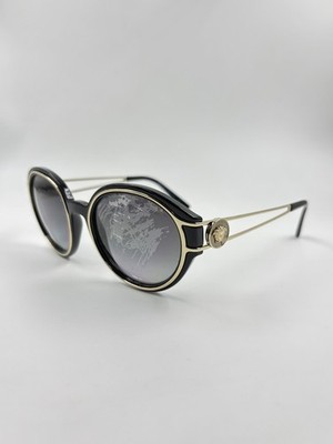 Versace 4342 GB1/11 Black Gold Gray Gradient Sunglasses 53mm Authentic Italy