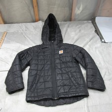 Carhartt Jacket Kids XS Black Gilliam Hooded Quilted Insulated Full Zip Puffer