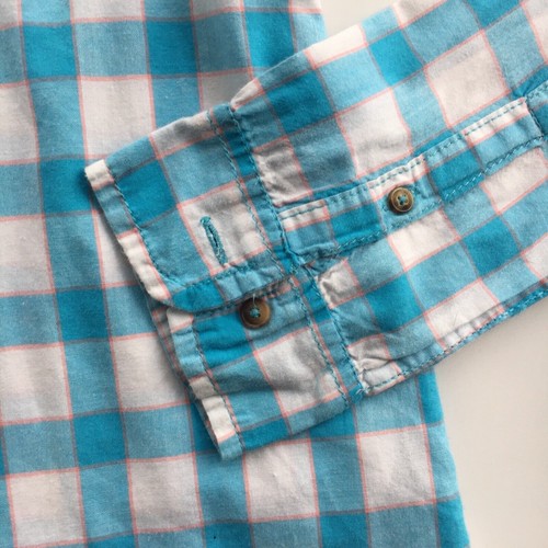 HOLLISTER SHIRT BLOUSE Womens XS Extra Small Turquoise BLUE Checked check Casual - Picture 6 of 12