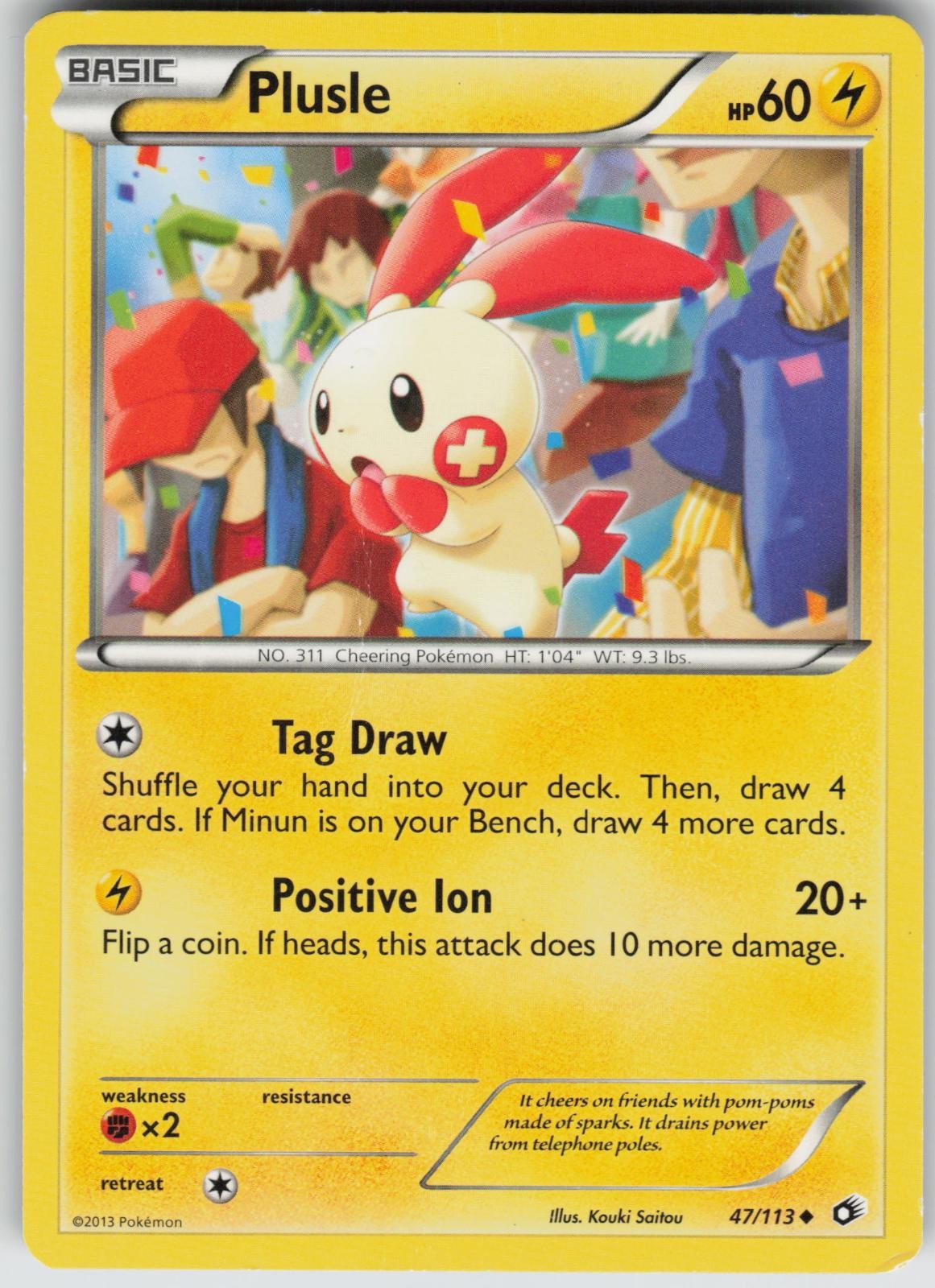 Plusle 47/113 Legendary Treasures Pokemon TCG Moderately Played