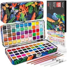 Taotree Watercolor Paint Set 100 Colors, Art Supplies Watercolors Kit Travel