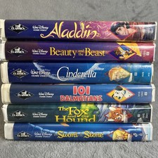 Disney Black Diamond VHS Lot 6 Tested Classics  Aladdin, Cinderella,  More