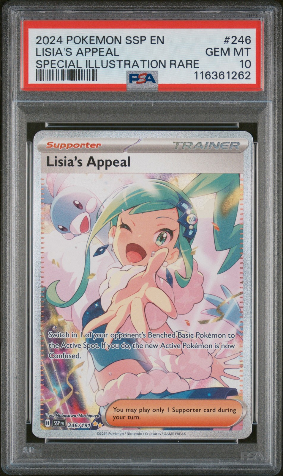 2024 POKEMON SSP EN-SURGING SPARKS #246 LISIA'S APPEAL PSA 10