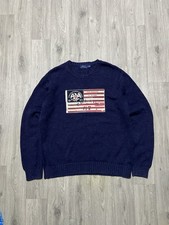RARE POLO RALPH LAUREN AMERICAN FLAG USA SWEATER KNIT NAVY BLUE MEN S Size L