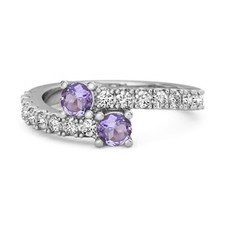 3 MM Round Amethyst Gemstone 925 Sterling Silver Split Shank Unique Bridal Ring