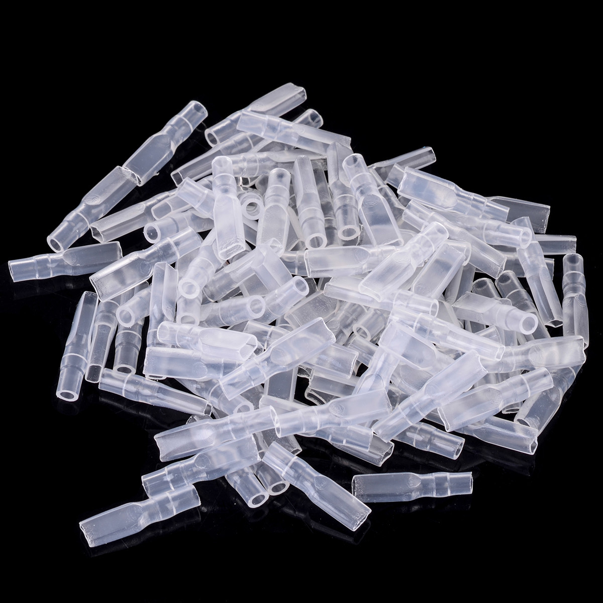 Haisstronica Crimp-Kabelschuhe 100 Stück - Rote Schrumpf-Flachstecker 22-16 Gauge