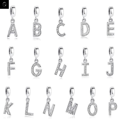 Sterling Silver 925 Charm Alphabet Letter A-Z Pendant Dangle - Family Initials