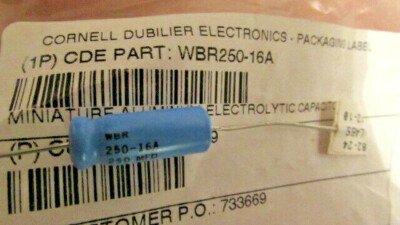 250uF 16V Cornell Dubilier WBR250-16 Capacitor 250uF 16DC 250uF 16VDC (2 PIECES)